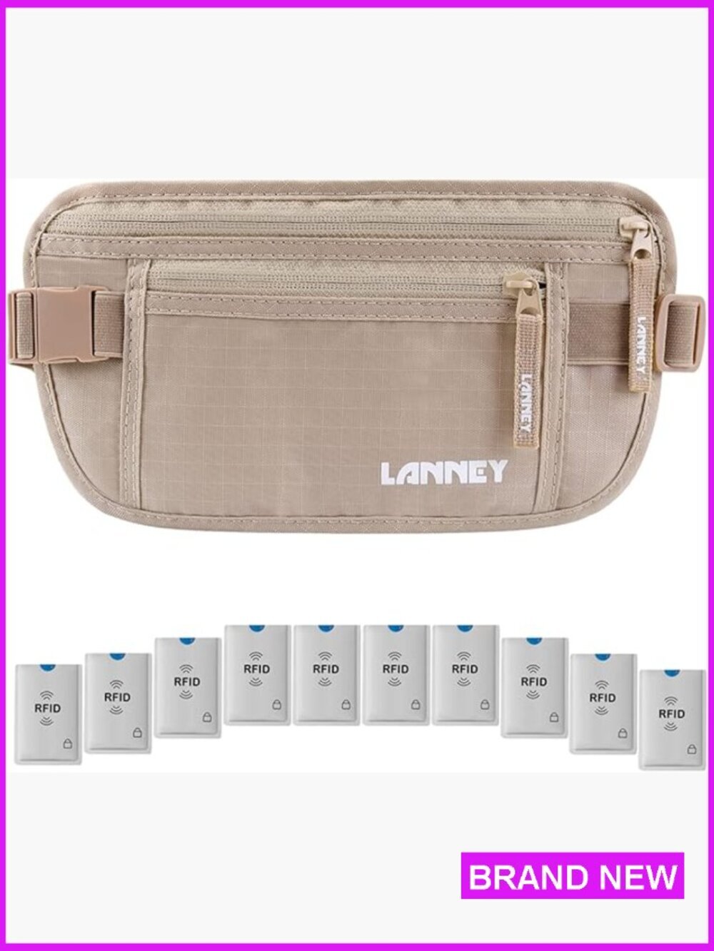 Hidden Travel Money Belt RFID Blocking Slim Security Waist Wallet Unisex